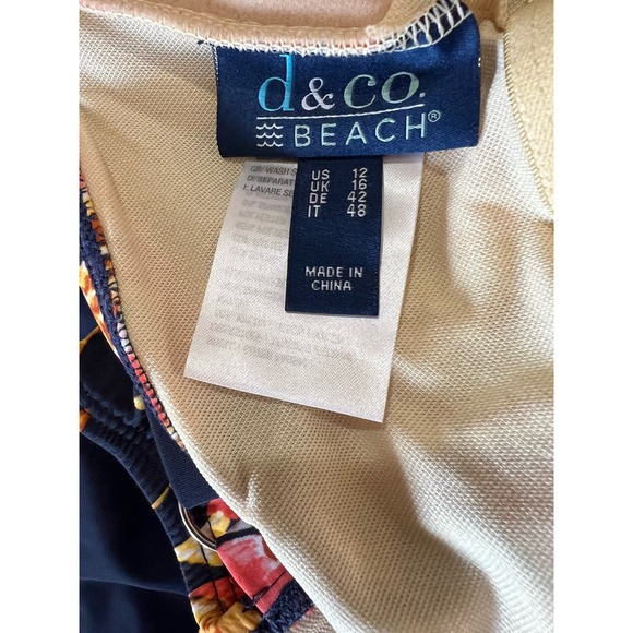 Denim & Co. Beach Sweetheart Neck Blouson Swim Dress NAVY FLORAL NWOT SIZE 12 - Picture 5 of 6